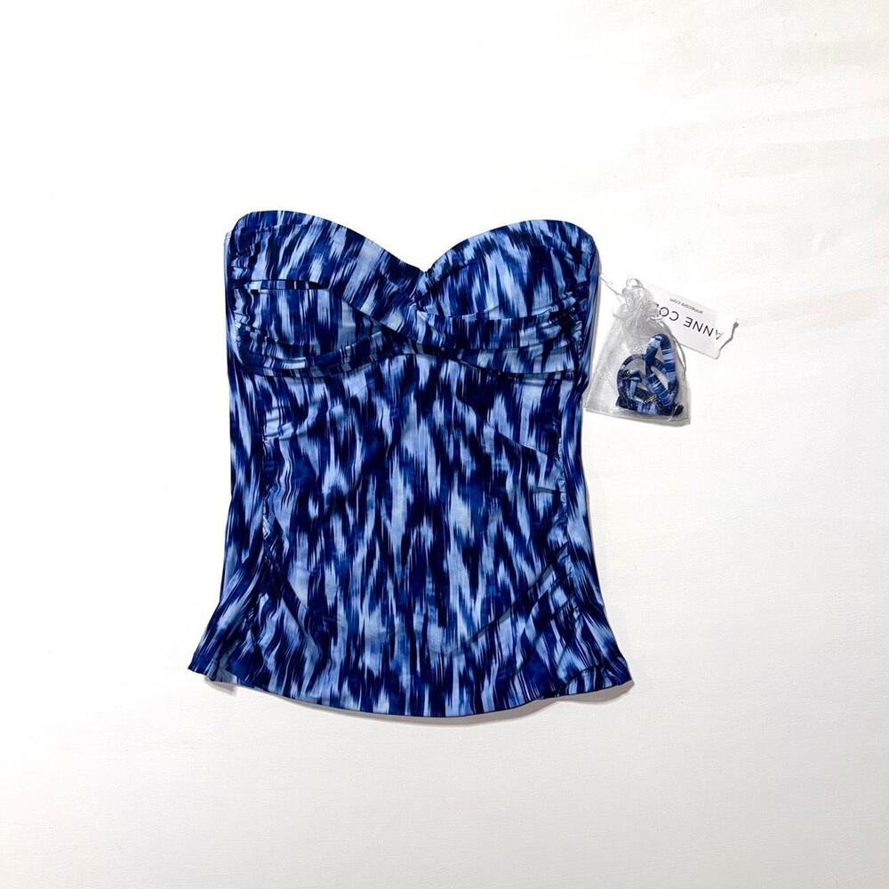 Nwt Anne Cole blue and white tye dye tankini top